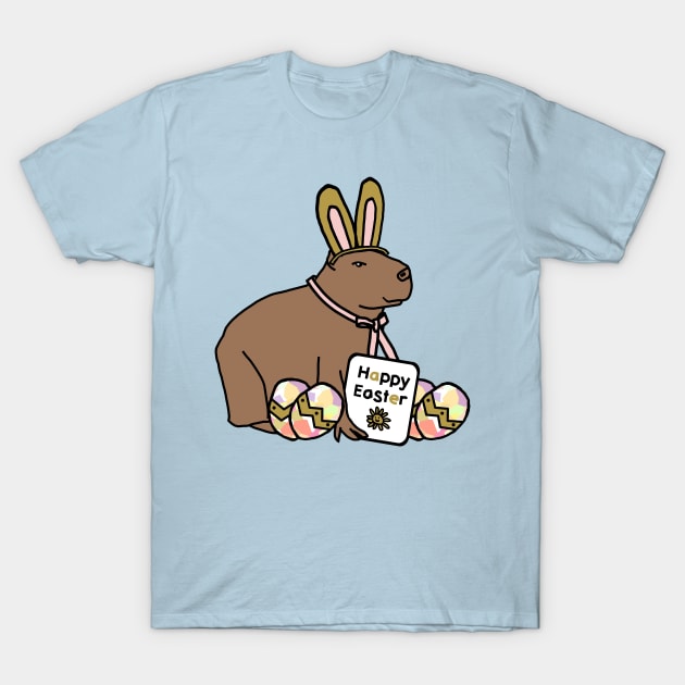 Funny Easter Bunny Ears on Capybara T-Shirt by ellenhenryart